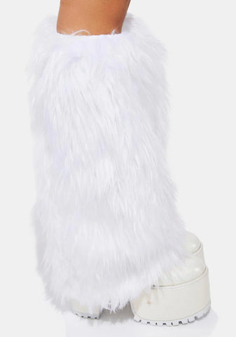 White Fuzzy Leg Warmers