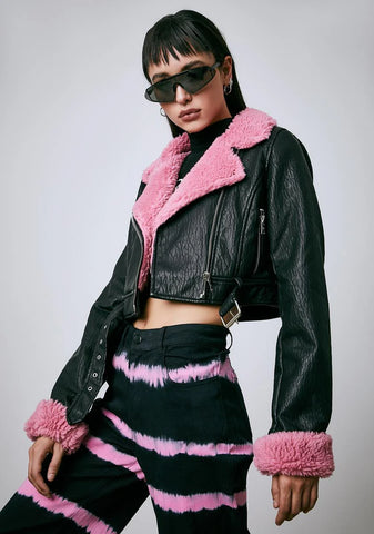 Sweetly Mistaken Crop Moto Jacket