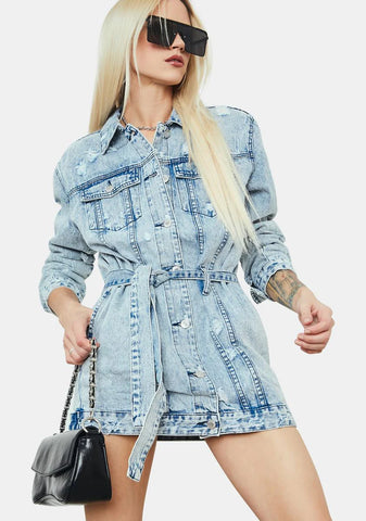 World Of Trouble Belted Denim Jacket