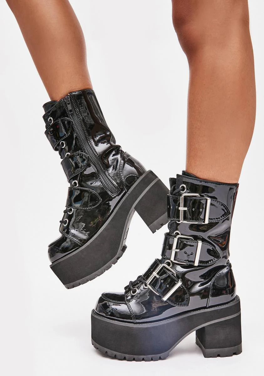 Patent Ranger Platform Ankle Boots