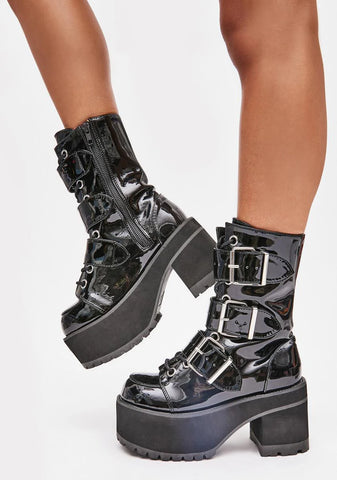 Patent Ranger Platform Ankle Boots