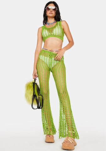 Sage Desert Dancing Crochet Pants Set