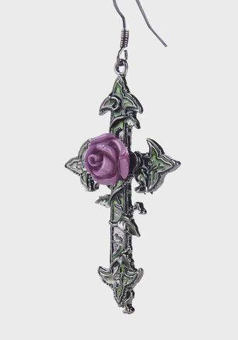Being Divine Cross Drop Earrings