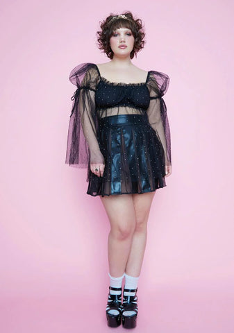 Divine Elf Priestess Rhinestone Tulle Crop Top