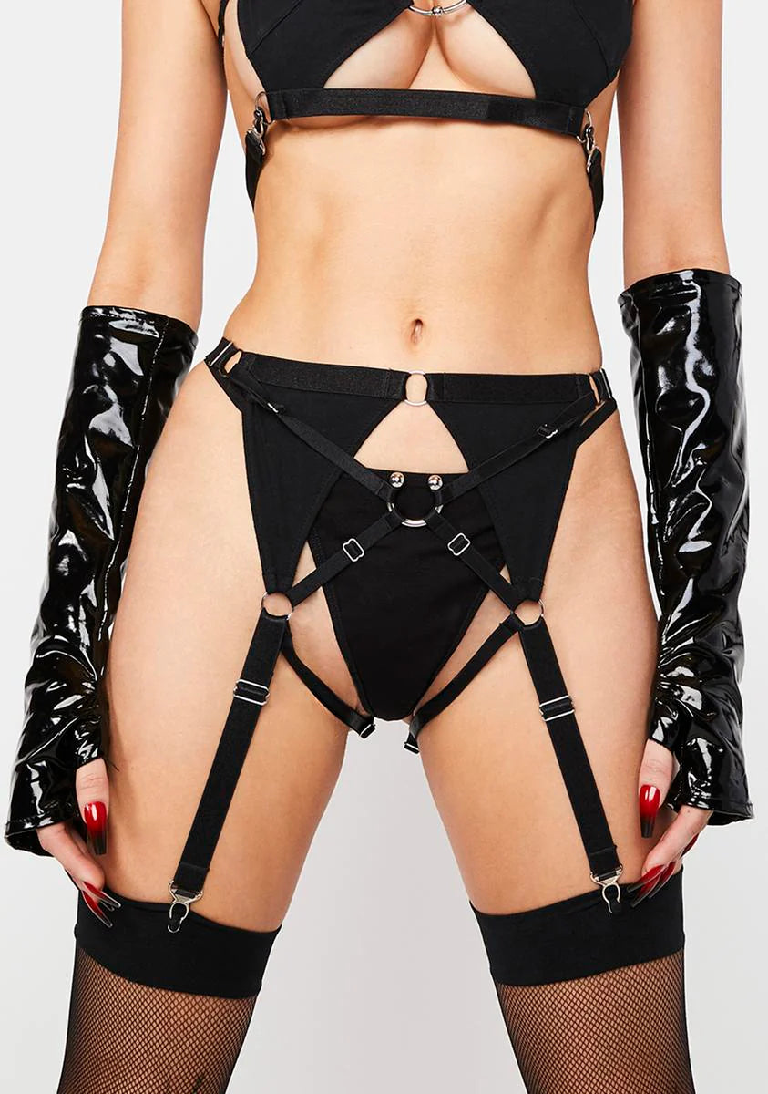 Strappy Garter Belt And Thong Set