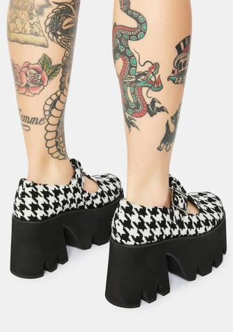 Tee Houndstooth Platform Mary Janes