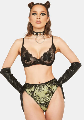 Nora Lime Net & Lace Thong