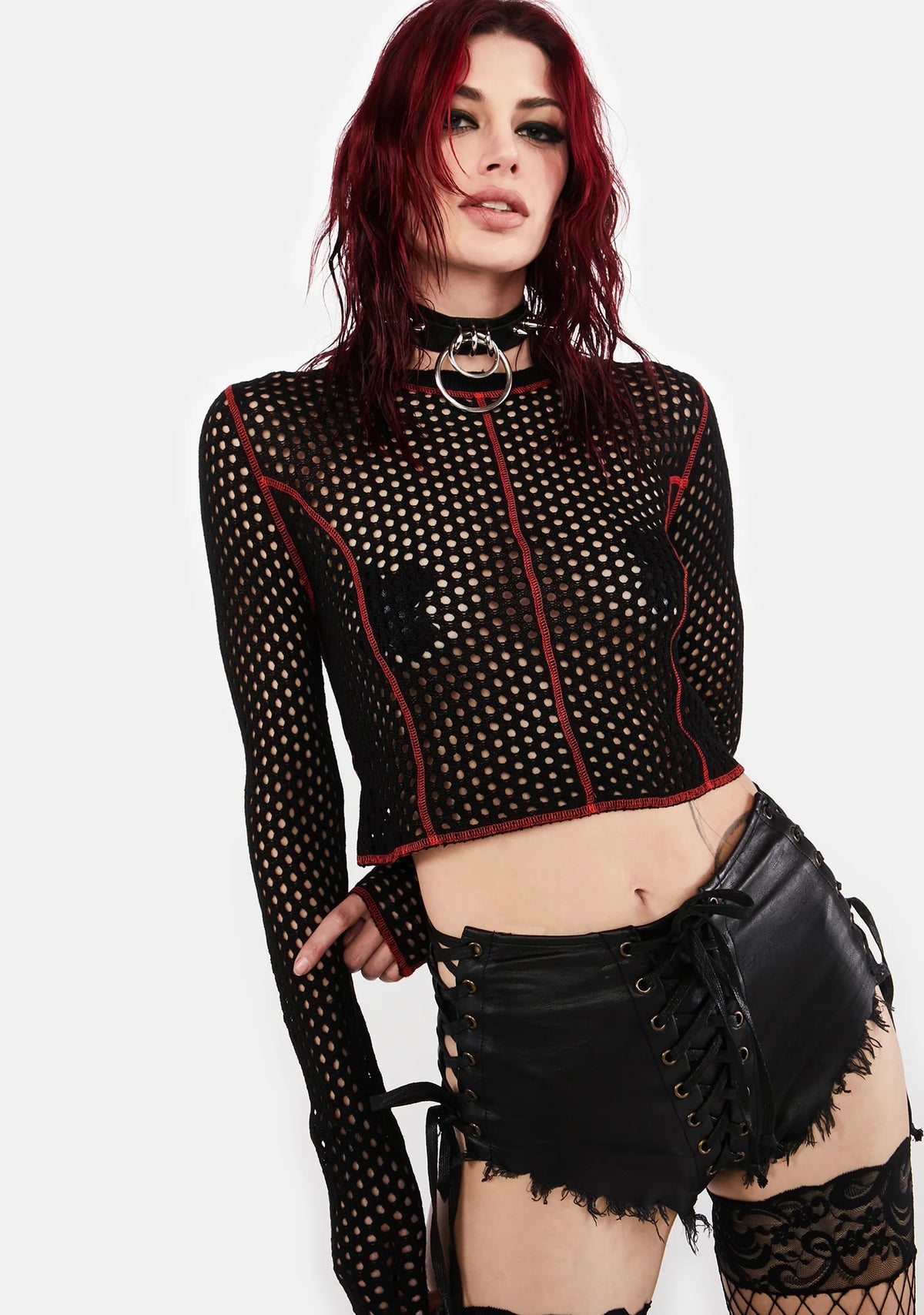 Cropped Contrast Seam Top