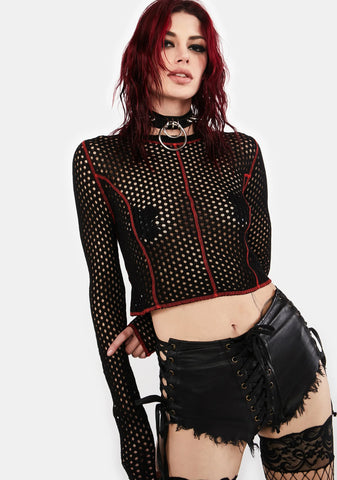 Cropped Contrast Seam Top