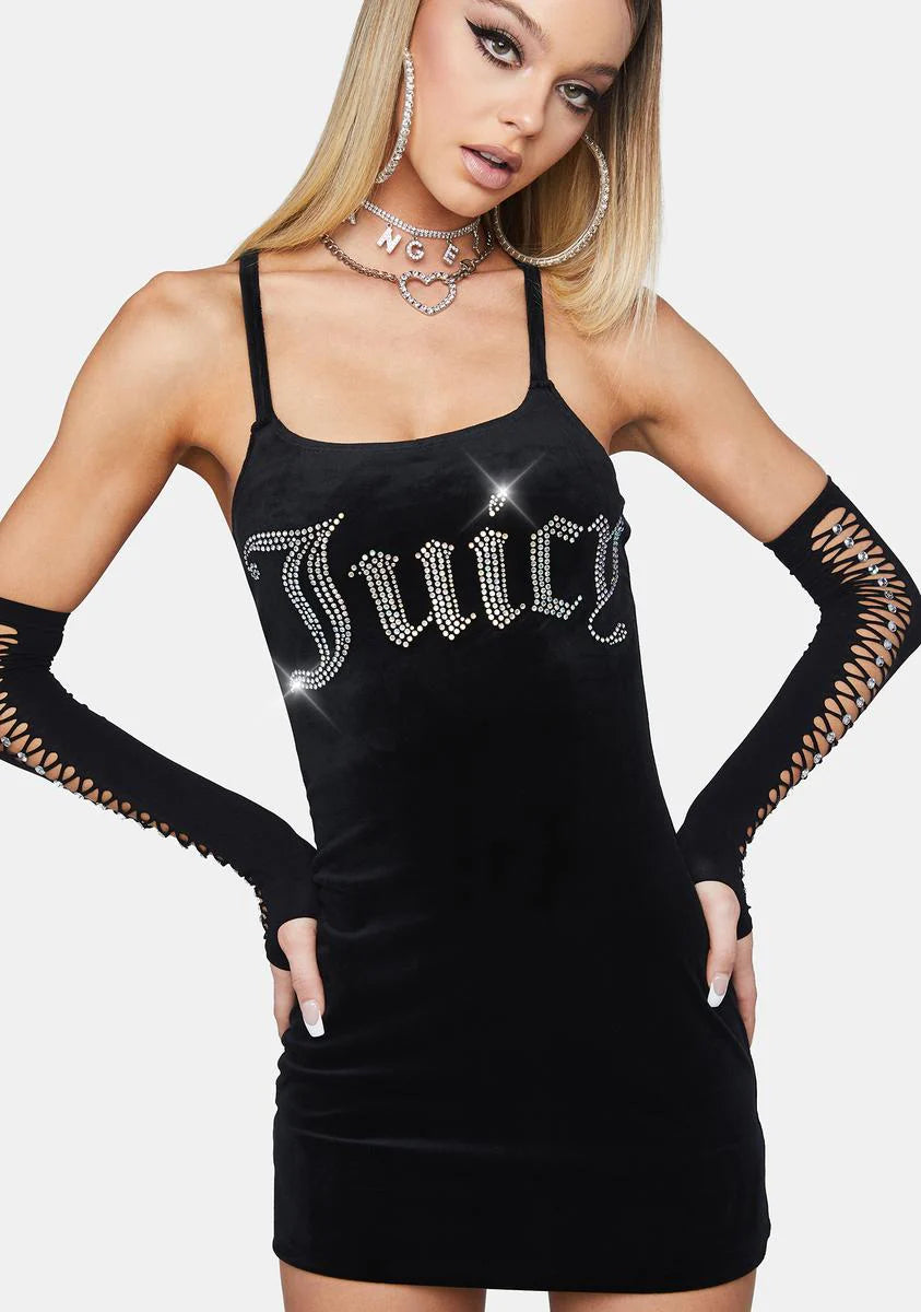 Big Bling Velour Strap Dress