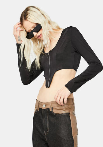 Real Talk Hooded Long Sleeve Crop Top