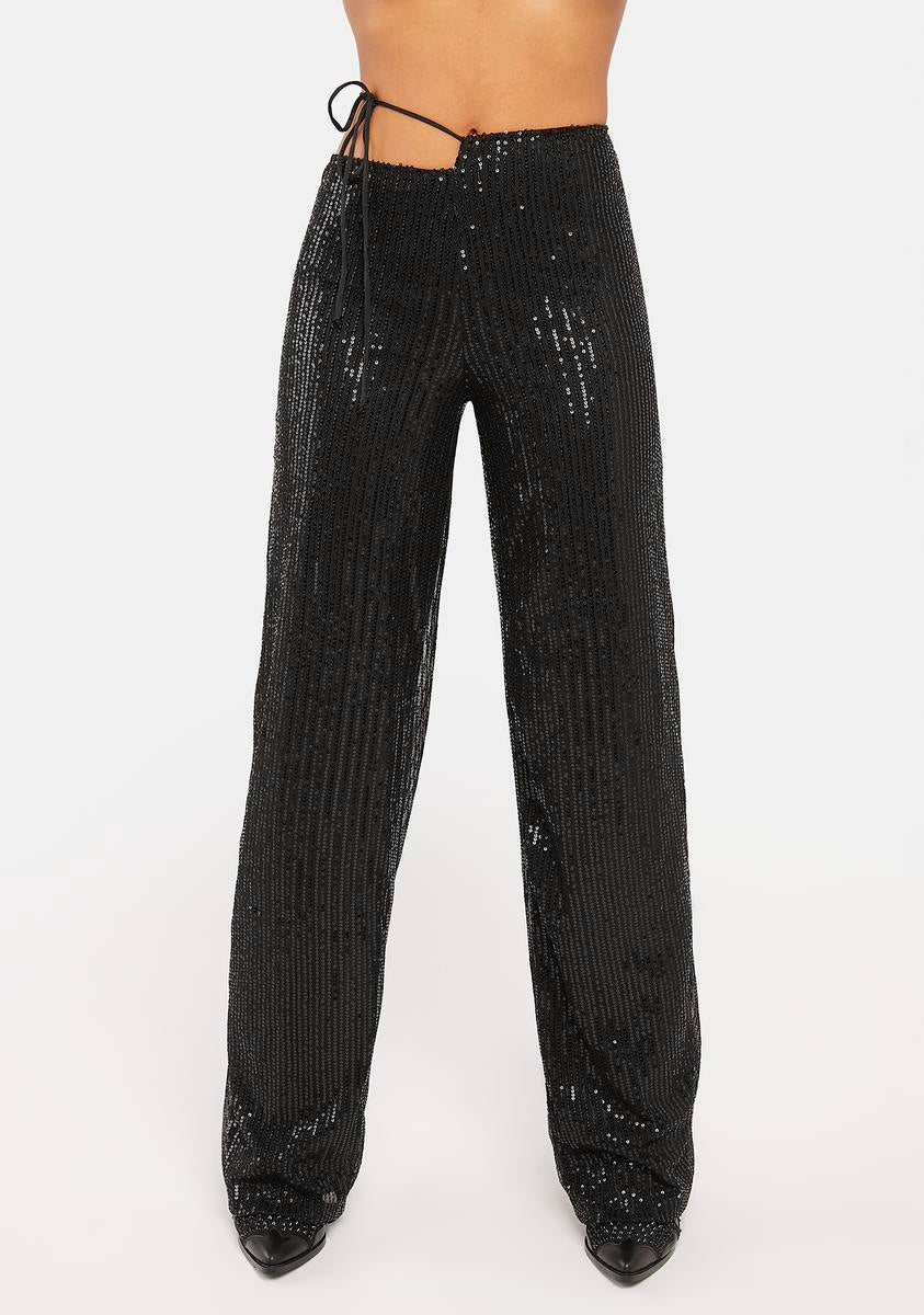 Drape Sequin Black Sanju Trousers