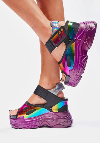 Rainbow Watch Me Glow Platform Sandals
