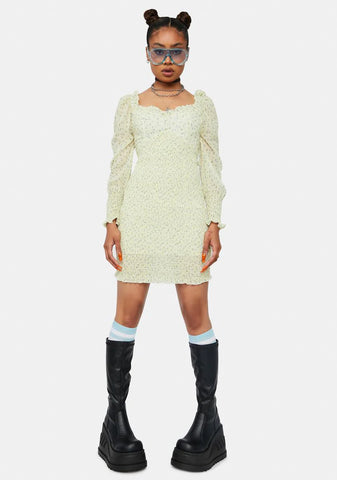 Bright Breakup Szn Sheer Floral Mini Dress