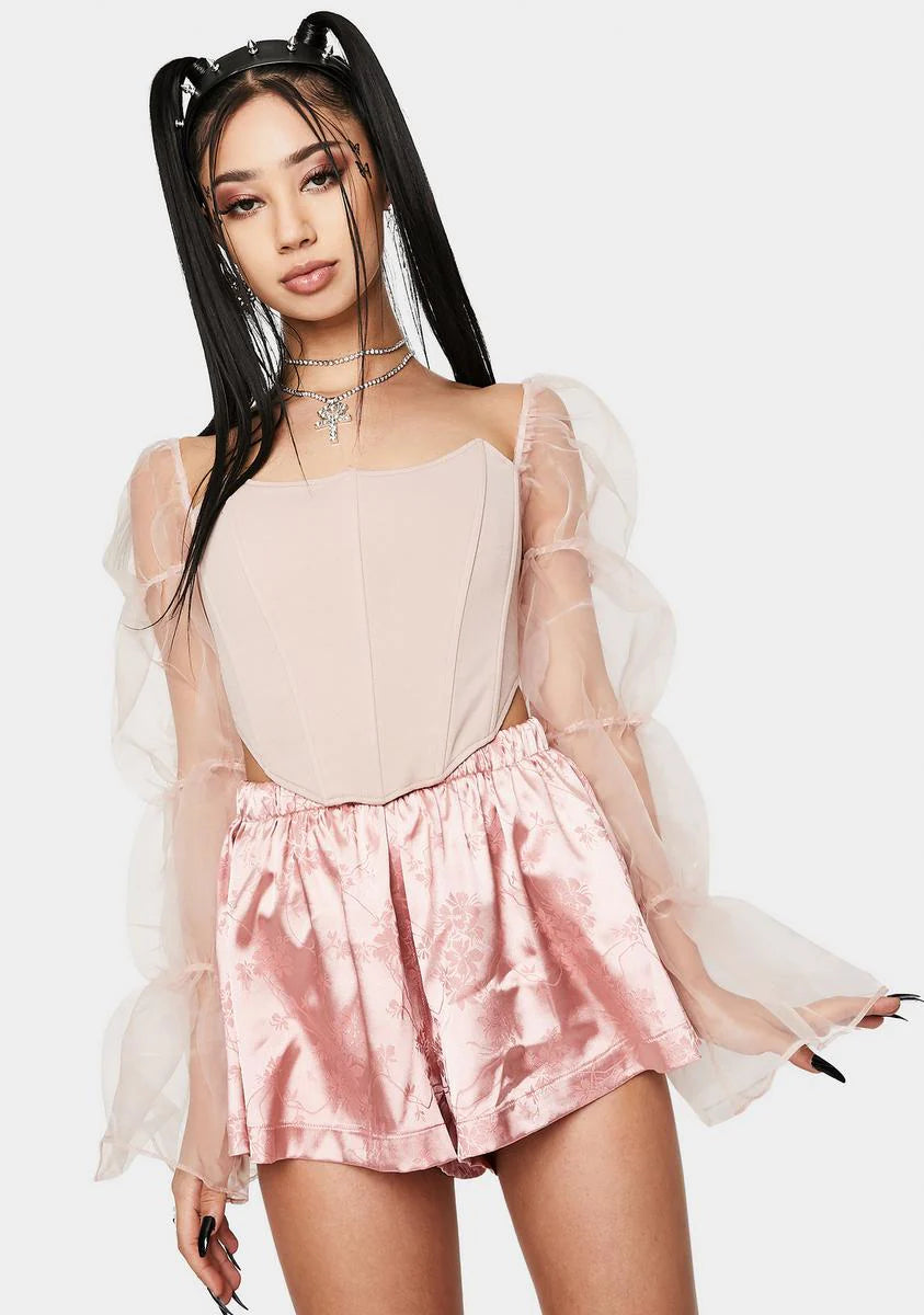 Blush Statement Sleeve Corset Top