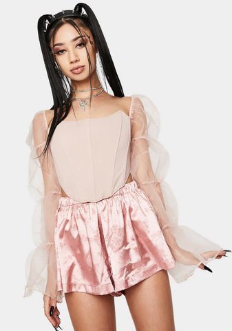 Blush Statement Sleeve Corset Top