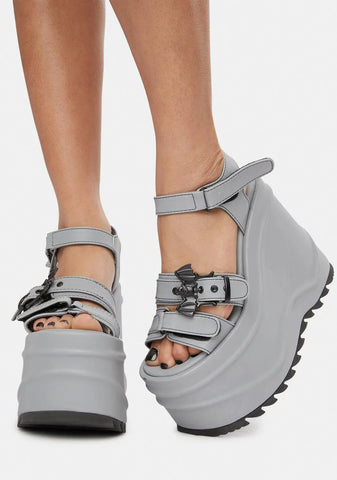 Gray Creature Of Hell Platform Sandals