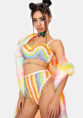 Rainbow Sequin Shorts Set
