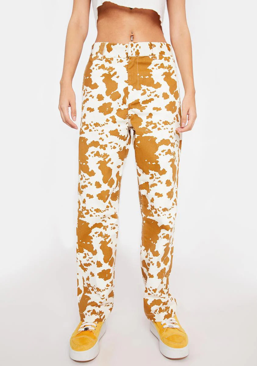 Cow Print Straggler Printed Pants