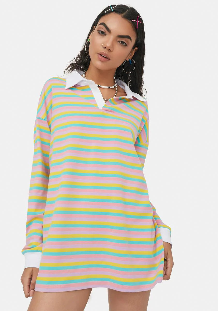 Join The Club Striped Polo Tee