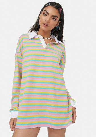 Join The Club Striped Polo Tee
