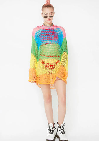 Sorbet Shortie Crochet Hoodie