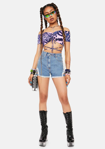 Deep Eyes On The Prize Denim Shorts