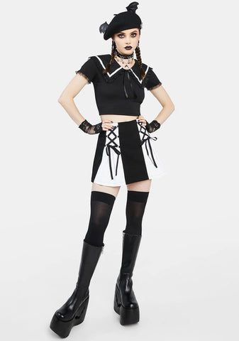 Too Clingy Collared Crop Top