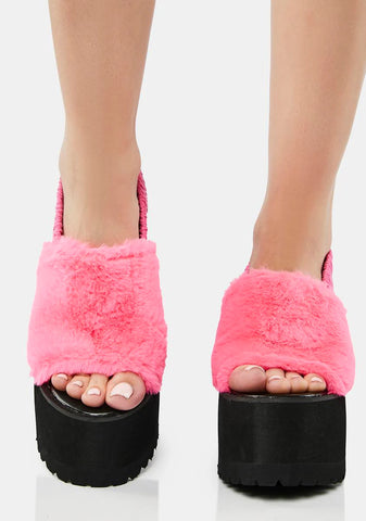 Pink Paladin Faux Fur Sandals