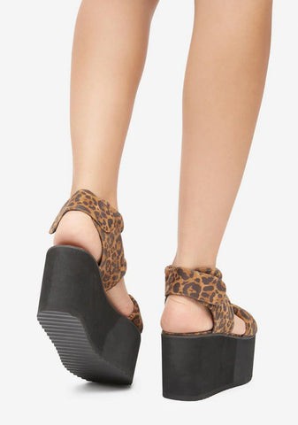 Tan Leopard Bibestie Platform Sandals