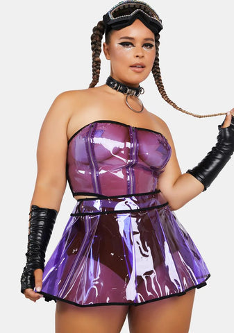 Plus Astro Vision Pleated Vinyl Skirt