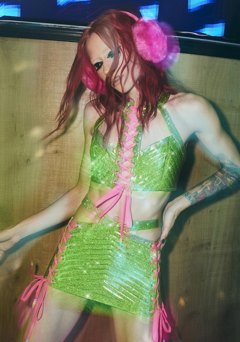 Toxic Rude Awakening Glitter Halter Top