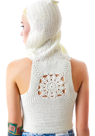 Mellow Out Crochet Crop Top - Light Brown