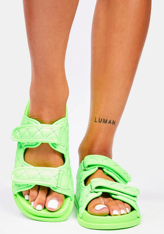 Lime I Finessed It Quilted Sandals