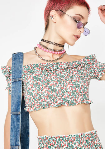 Romantic Love Smocked Crop Top