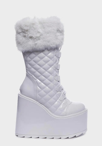 White Dune Fur Platform Boots