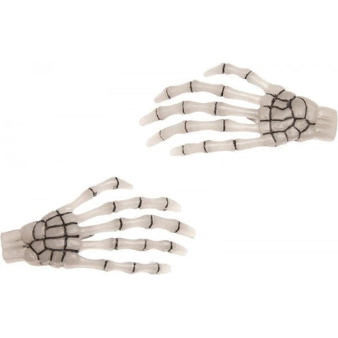 Skeleton Bone Hands Hair Slides - Gold