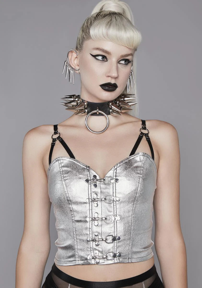 Cyberpunk Cinema Metallic Bustier Top