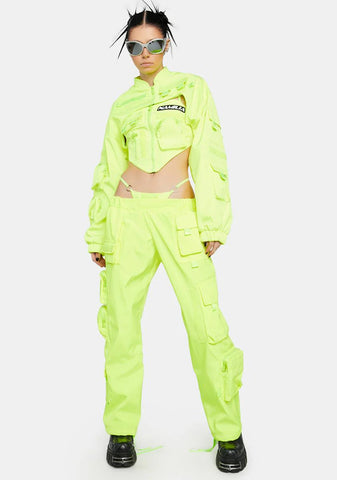 Neon Yellow Bomber Choker Jacket