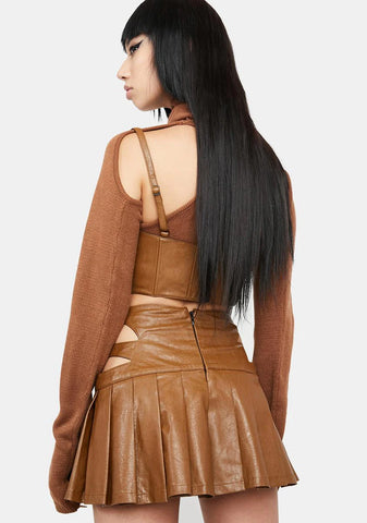 Atmosphere Pleated Vegan Leather Skirt