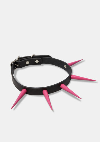 Hot Pink Long Spikes Choker
