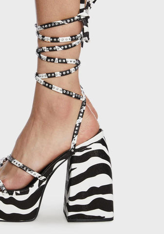 Zebra Helena Diamante Platform Heels