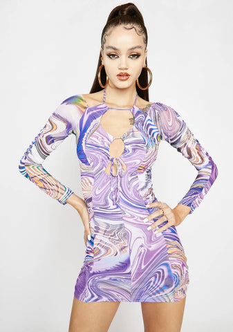 Lavender Hypnotic Habits Tie Front Bodycon Dress