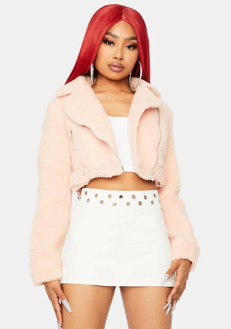 Rose Crop Me Out Sherpa Jacket