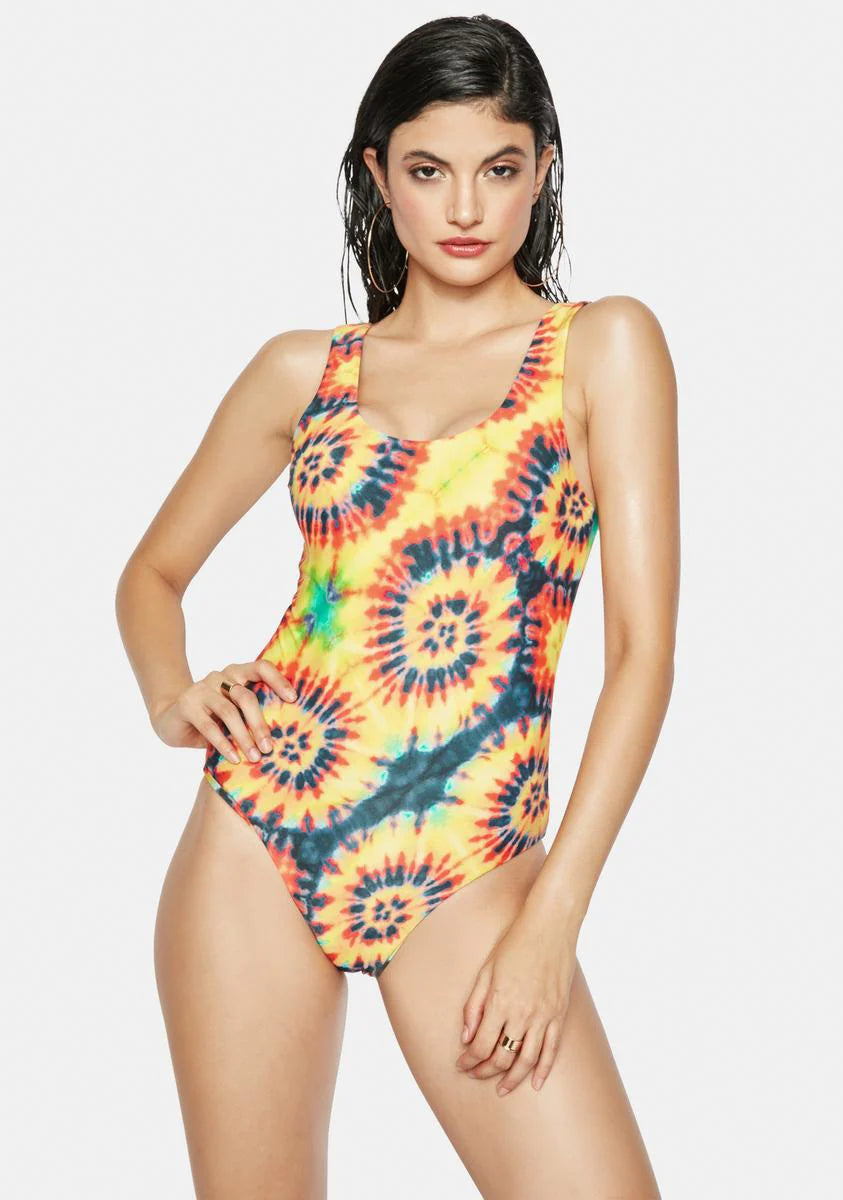 The Golden Girl Tie Dye 90s One-Piece Swimsuit