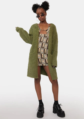 This Is Ur Space Fuzzy Cardigan