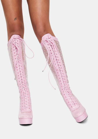 Playing Cupid Lace Up Boots