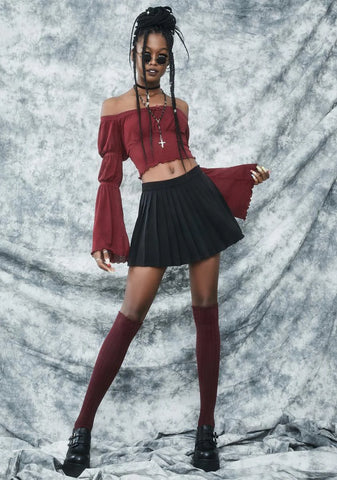 Rad Omens Pleated Mini Skirt - Black