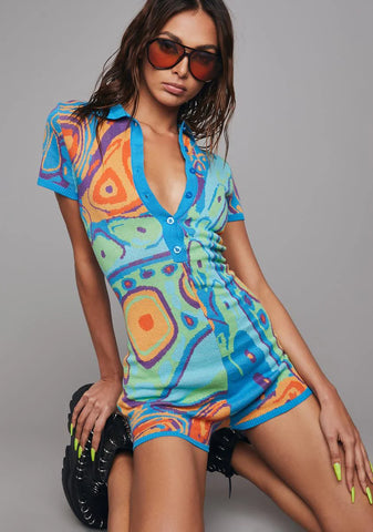 Trippy Charmer Fuzzy Romper