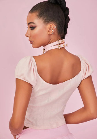 Hear My Heartbeat Rosette Crop Top